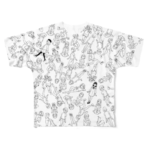 女の子たくさん All-Over Print T-Shirt