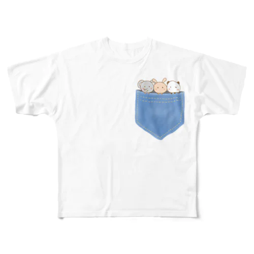 ポケットからアニマル All-Over Print T-Shirt