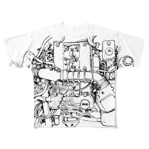 Alfaromeo Engine black All-Over Print T-Shirt