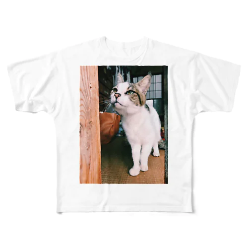 緑の目の猫 All-Over Print T-Shirt