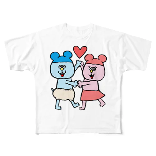 ねんたん&ねみこちゃん All-Over Print T-Shirt