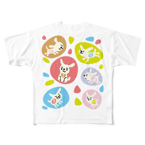 Reiwan dog_カラフルポップ令和犬 All-Over Print T-Shirt