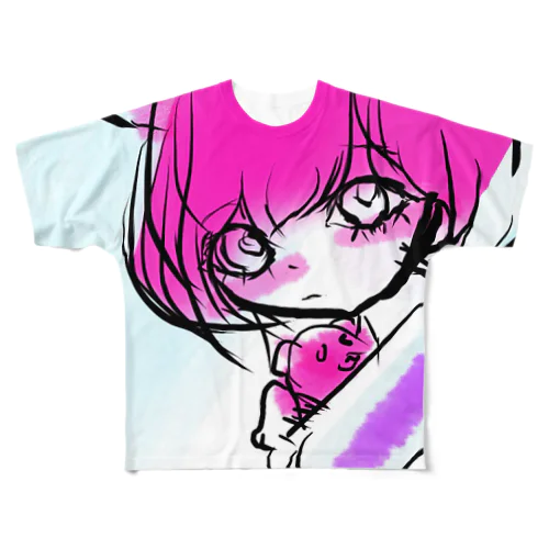 pink. teddy フルグラフィックTシャツ