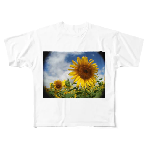 夏の花 向日葵 フルグラフィックTシャツ