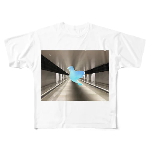 ブルー鳥 フルグラフィックTシャツ