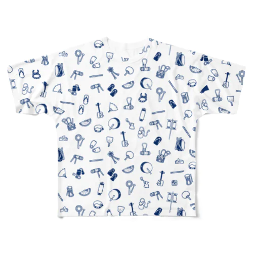 阿波踊りがいっぱい　白 All-Over Print T-Shirt