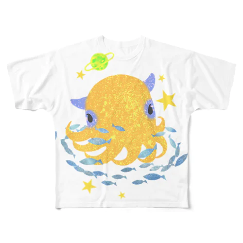 メンダコ太陽系宇宙 フルグラフィックTシャツ