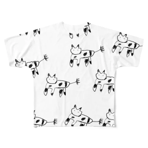 かわいい動物(大量発生) フルグラフィックTシャツ