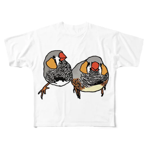 普通サイズ&ジャンボサイズの錦華鳥 All-Over Print T-Shirt