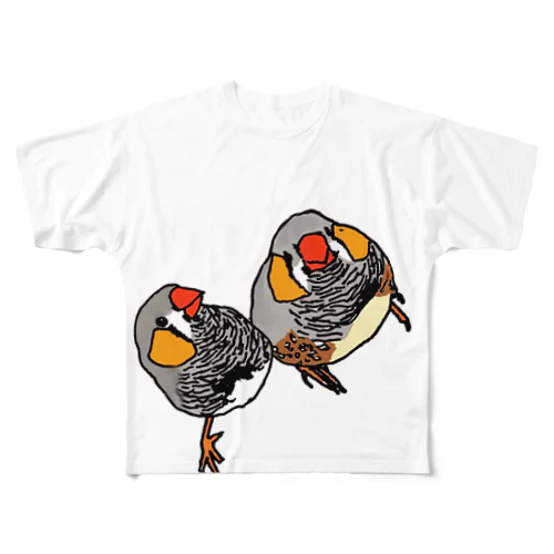 普通サイズ&ジャンボサイズの錦華鳥 All-Over Print T-Shirt