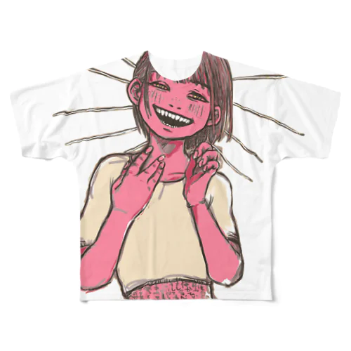 歯を見せる女の子 All-Over Print T-Shirt