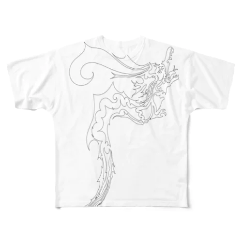 ドラゴン3塗り絵デザイン All-Over Print T-Shirt