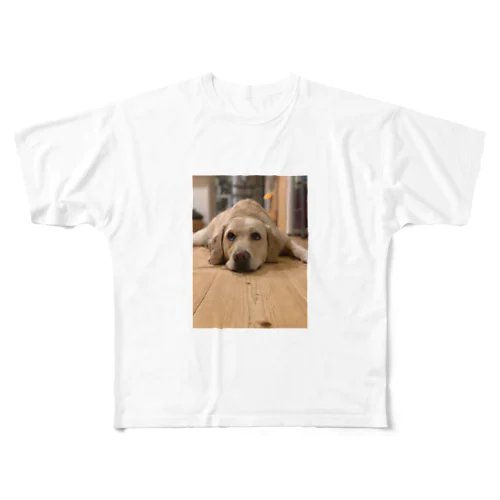 考える犬 フルグラフィックTシャツ