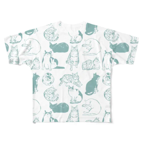 色々猫　ミント All-Over Print T-Shirt