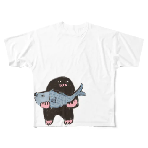 もぐらのおぐらさん おさかな All-Over Print T-Shirt