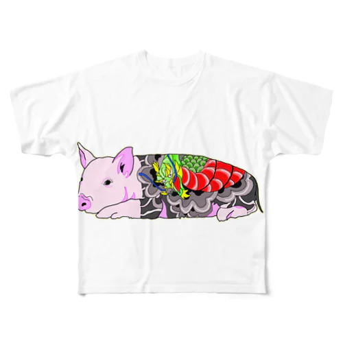 tatoo pig フルグラフィックTシャツ