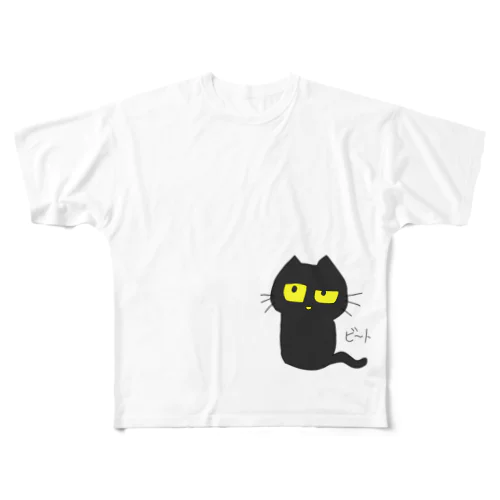 黒猫のビート フルグラフィックTシャツ