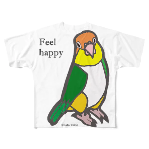 ハッピーインコ・シロハラインコ フルグラフィックTシャツ