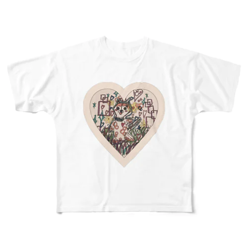 うさぎとハート All-Over Print T-Shirt