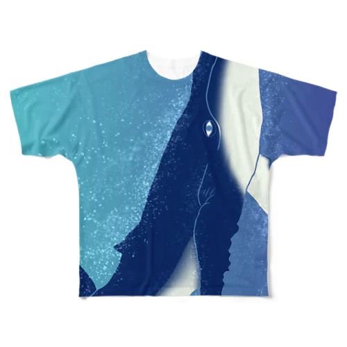 泳ぐクジラ フルグラフィックTシャツ
