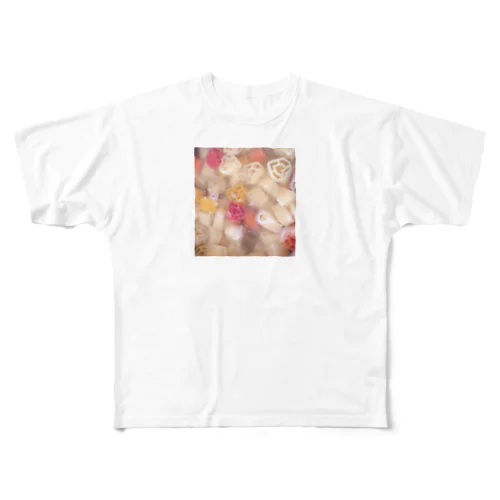 ハートのマカロ二 All-Over Print T-Shirt