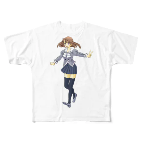 セーラー服の女の子 フルグラフィックTシャツ