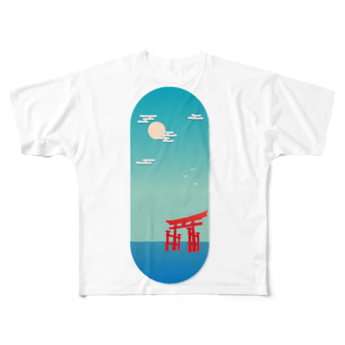 窓 厳島 フルグラフィックTシャツ