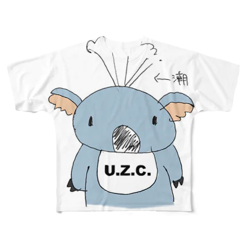 U.Z.C.潮吹きコアラ フルグラフィックTシャツ