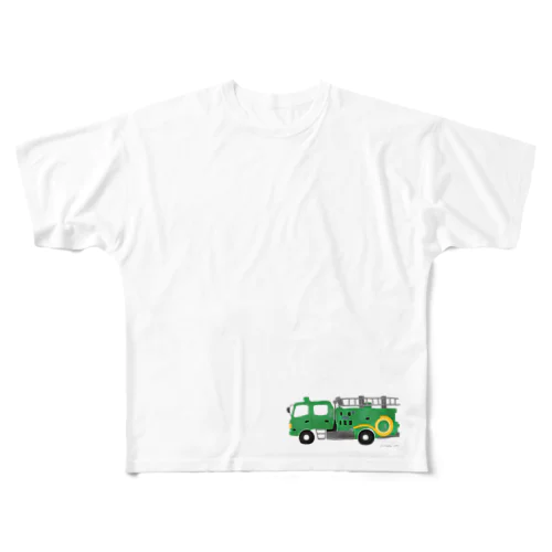 緑の消防車 All-Over Print T-Shirt