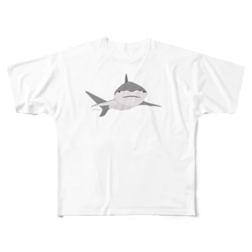 ほわっとサメ/ぽんっとワンポイント フルグラフィックTシャツ