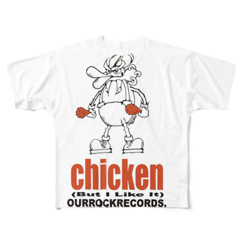 ourrockrecords@chicken フルグラフィックTシャツ