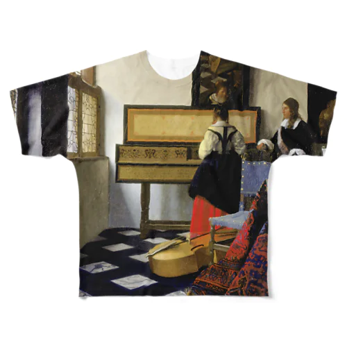 音楽の稽古 / フェルメール (Lady at the Virginal with a Gentleman (The Music Lesson) 1665) All-Over Print T-Shirt