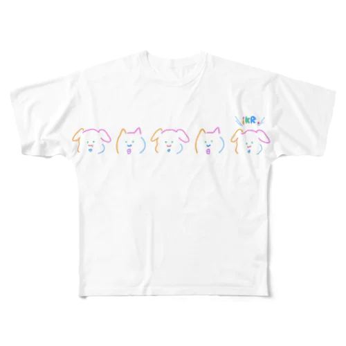 カラフルイヌっちネコっち All-Over Print T-Shirt