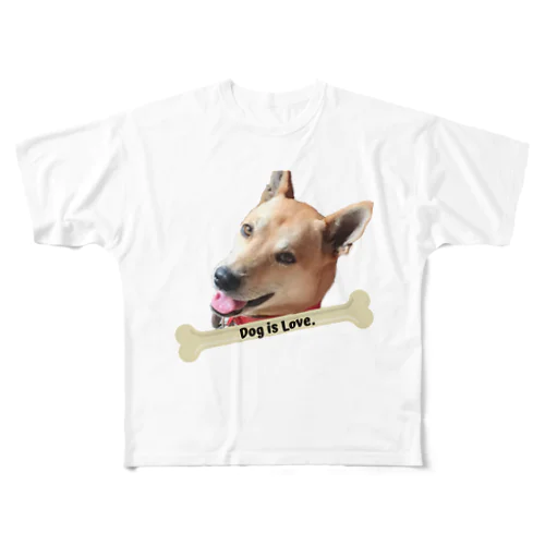 Dog is love フルグラフィックTシャツ