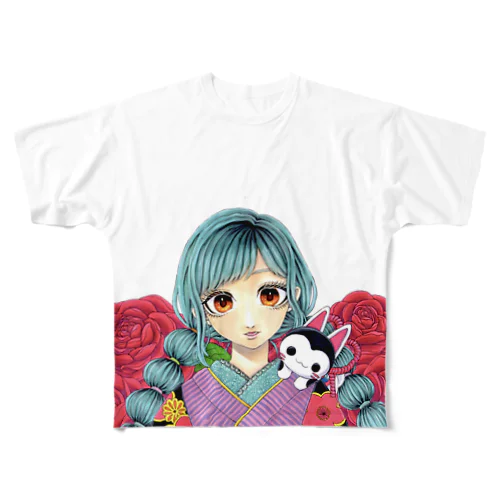 和薔薇 フルグラフィックTシャツ