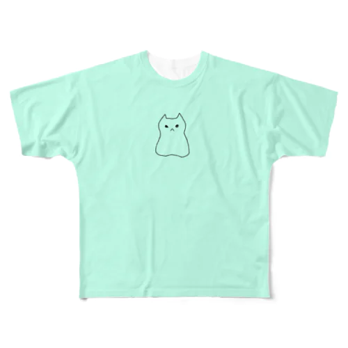 ツンツンねこ（ミント） フルグラフィックTシャツ