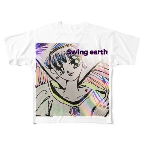 Swing earth フルグラフィックTシャツ