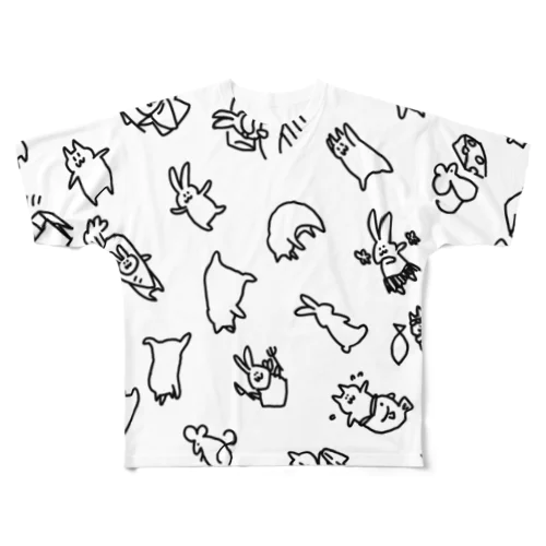 てぐせねこランダム2 All-Over Print T-Shirt