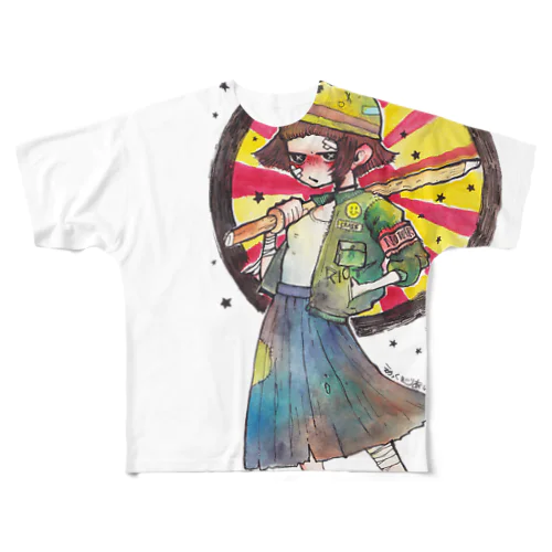 ビッグプリント　「暴走教育」 All-Over Print T-Shirt