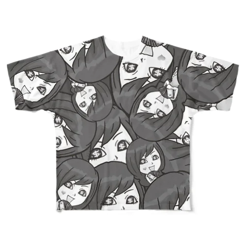 【両面フルグラ】Psyche♥VANIKO（BLACK） All-Over Print T-Shirt
