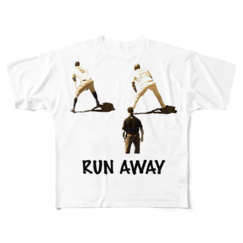 RUN AWAY 野球選手 フルグラフィックTシャツ