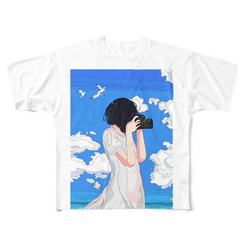 カメラ女子 フルグラフィックTシャツ