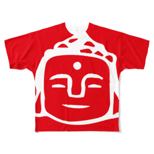 red daibutsu 紅白大仏 フルグラフィックTシャツ