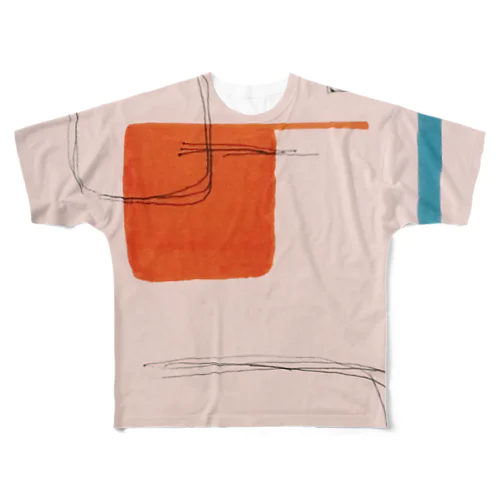 オレンジ フルグラフィックTシャツ
