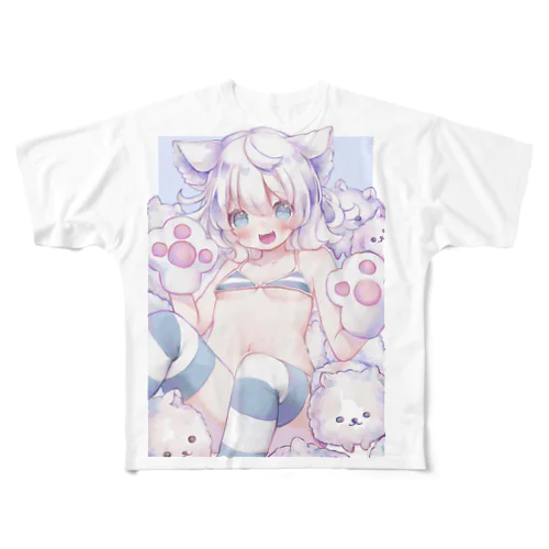 ポメラニアンパラダイス フルグラフィックTシャツ