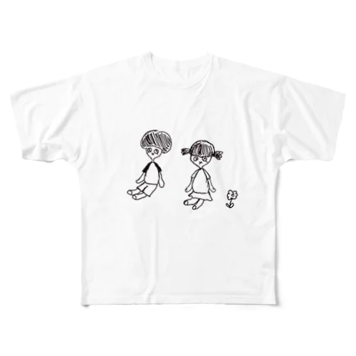 仲良しな2人 フルグラフィックTシャツ