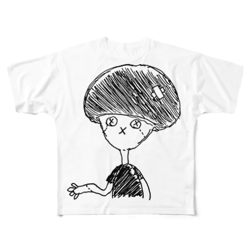 マッシュヘアの男の子 フルグラフィックTシャツ