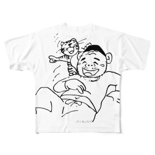 「ねこおじさん、テレビ」 All-Over Print T-Shirt