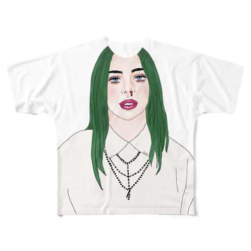 Green Hair Girl All-Over Print T-Shirt