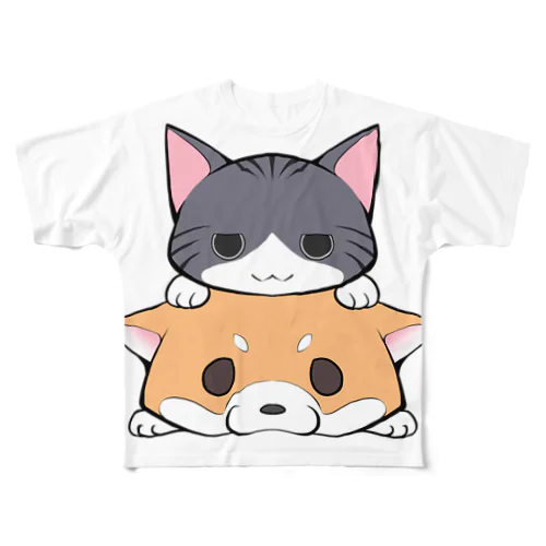 しばねこ フルグラフィックTシャツ